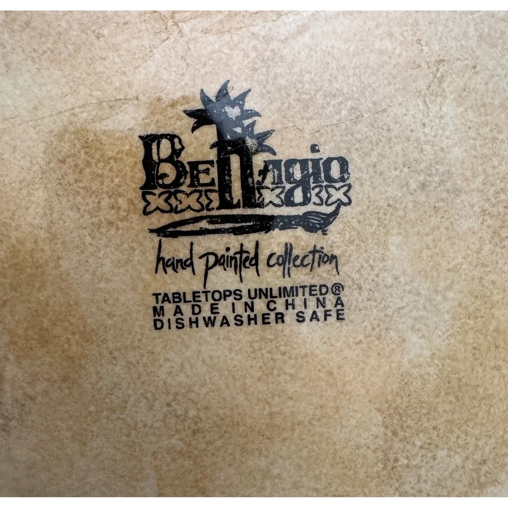 BELLAGIO Tabletop Unlimited Palm Tree Dinner Plates Set of 4 Hand Painted 10.5